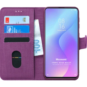Xiaomi Mi 9T Kılıf Fabric Book Wallet Mor