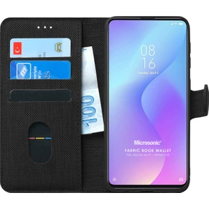 Xiaomi Mi 9T Kılıf Fabric Book Wallet Siyah