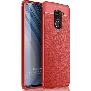 Xiaomi Redmi Note 9 Kılıf Deri Dokulu Silikon Kırmızı