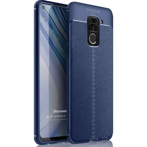 Xiaomi Redmi Note 9 Kılıf Deri Dokulu Silikon Lacivert