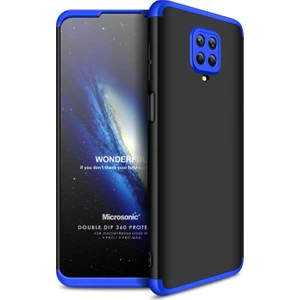 Xiaomi Redmi Note 9 Pro Kılıf Double Dip 360 Protective Siyah - Mavi
