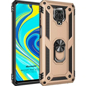 Xiaomi Redmi Note 9 Pro Kılıf Military Ring Holder Gold