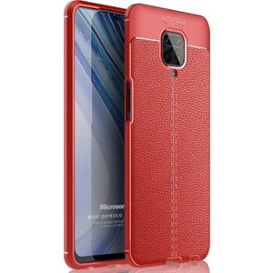 Xiaomi Redmi Note 9S Kılıf Deri Dokulu Silikon Kırmızı