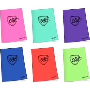College A4 PP Kapak Dikiş Defter 100 Yayrak - 3 Kareli , 3 Çizgili 6'lı
