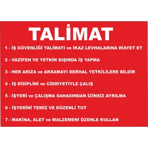 Talimat Levhası 25 x 35 cm