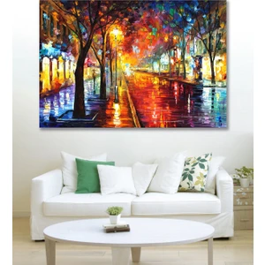 Hediyeler Kapında 100 x 140 Işıltılı Sokak Duvar Kanvas Tablo