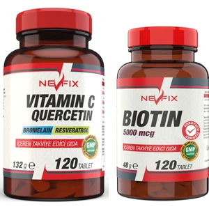 Biotin 5000 Mcg 120 Tablet & Vitamin C 1000 Mg 120 Tablet
