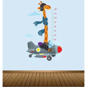 Kt Decoration Sevimli Pilot Zürafa Boy Ölçer Duvar Sticker