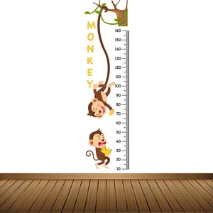Kt Decoration Maymun Dostlar Boy Ölçer Duvar Sticker