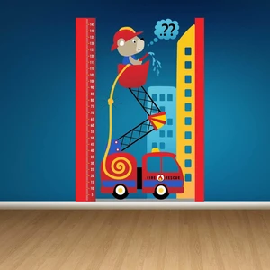 Kt Decoration Itfaiye Şoförü Sevimli Ayıcık Boy Ölçer Duvar Sticker