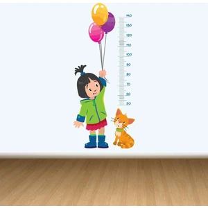 Kt Decoration Sevimli Kedi ve Küçük Kız Boy Ölçer Duvar Sticker