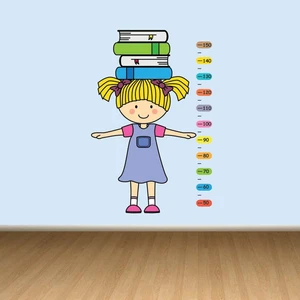 Kt Decoration Kitap ile Sevimli Çocuk Boy Ölçer Duvar Sticker