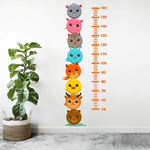 Kt Decoration Sevimli Hayvan Kafaları Boy Ölçer Duvar Sticker