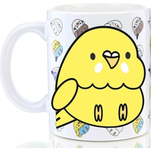 Kuş Arkadaşım Muhabbet Kuşu Kupa Kuşlu Arkası Desenli Sarı