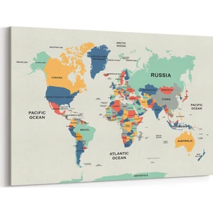 Renkli Dünya Haritası Tablosu