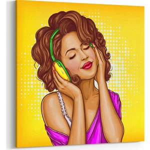 PopArt Müzik Dinleyen Kadın Tablosu