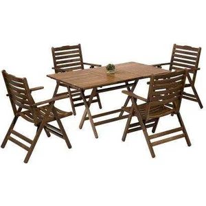 Ahşap Bahçe Balkon Seti 80x120 Masa + 4 Sandalye -Ürgüp Katlanır Takım