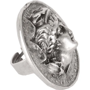 Kadın Antik Gümüş Kaplama Ayarlanabilir Afrodit Madalyon Yüzük