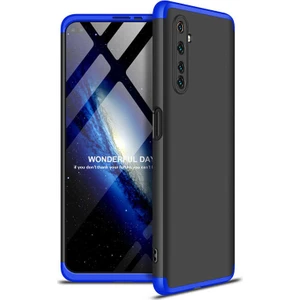 Realme 6 Pro Kılıf 3 Parça 360 Soft Hard Koruma Ays Siyah - Mavi