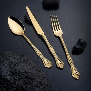 Titanium Lalezar Altın 89 Parça Deri Kutulu Çatal Kaşık Bıçak Seti