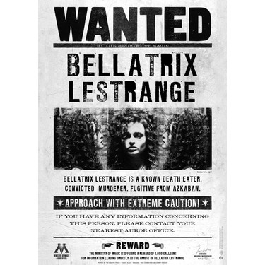 Wanted Poster Model Bellatrix Lestrange Afis Fiyati