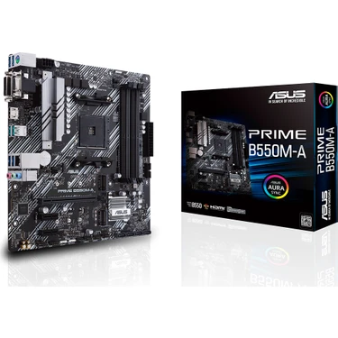 Asus Prıme B550M-A Amd B550 Am4 DDR4 4400 Hdmı Dvı Vga Çift M2 Usb3.2 Argb Matx (Prıme B550M-A)