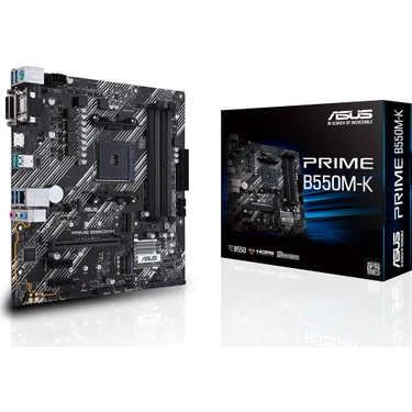 ASUS PRIME B550M-K AMD B550 AM4 DDR4 4400 HDMI DVI VGA Çift M2 USB3.2 mATX (PRIME B550M-K)