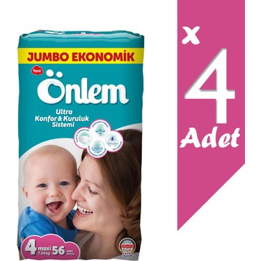 Onlem Jumbo Ekonomik Paket Bebek Bezi 4 Beden Maxi 7 14 Kg Fiyati