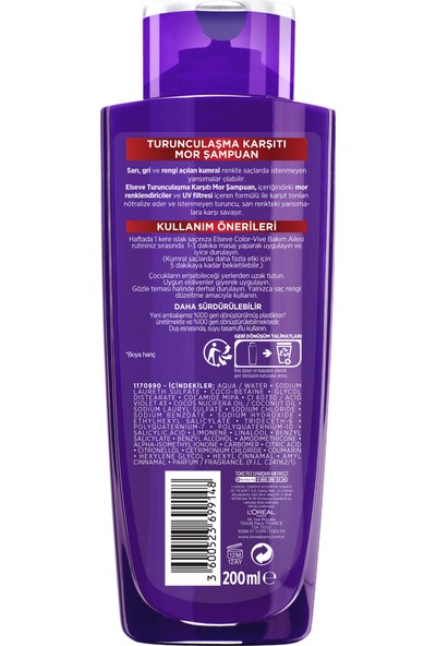 Elseve Turunculaşma Karşıtı Mor Şampuan 200 ml