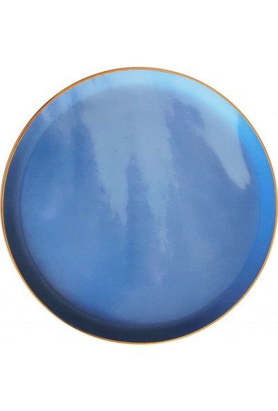Porland Posh Desen Mavi Düz Tabak 28cm