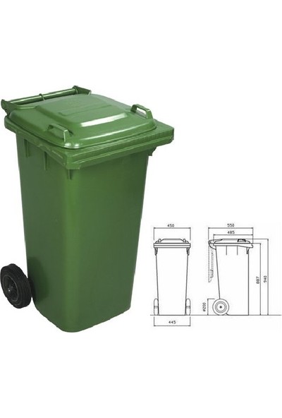 Safell Plastik Çöp Konteyneri 120 Litre Konteyner - A+ Isıya Karşı Dayanıklı Malzeme - Yeşil