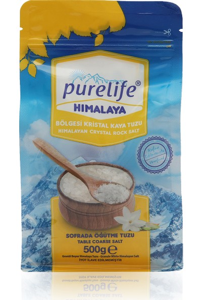 Purelife Himalaya Tuzu - Granül Kristal Kaya Tuzu Beyaz - 500g
