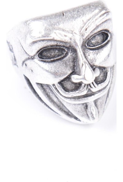 Labalaba Erkek Antik Gümüş Kaplama V For Vendetta Yüzük