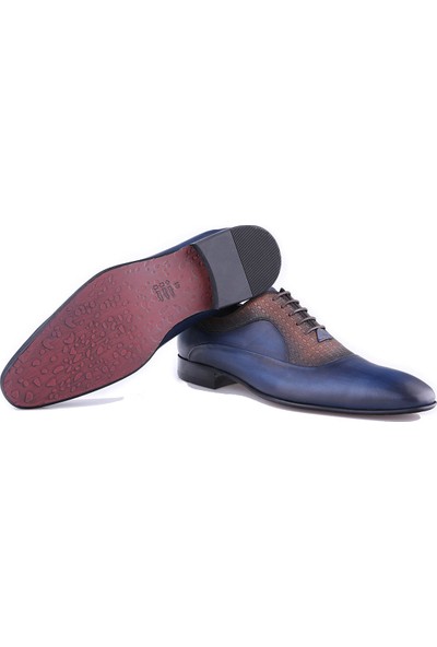 Calvano Deri Lacivert-Taba Erkek Klasik Ayakkabı
