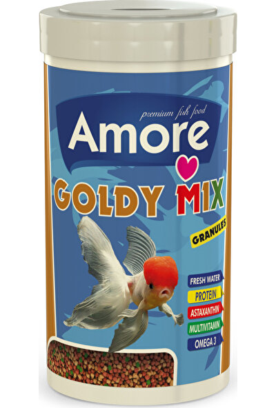 Amore Goldy Mix Granules 1000 ml Güçlü Bağışıklık ve Sağlıklı Gelişim Parlak Renkler Japon Yemi