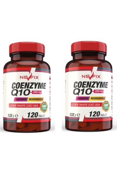 Nevfix Coenzyme Q10 200 mg Koenzim Q10 120 Tablet x 2 Kutu
