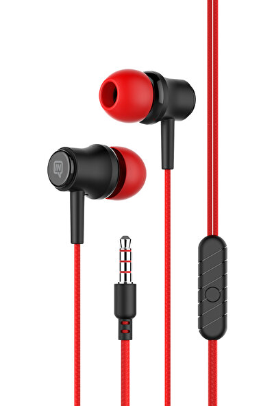 Intouch Stereo 3.5mm jak Girişli Kablolu Kulaklık, Kırmızı