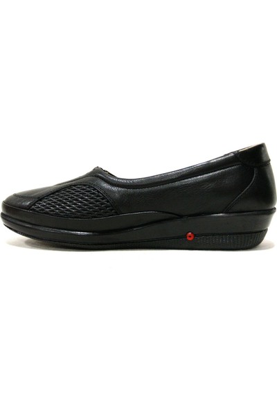 Drongo 123 Siyah Deri Anatomik Comfort Kadın Ayakkabı