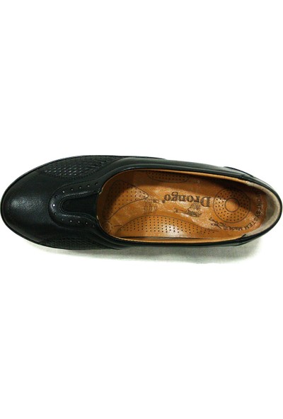 Drongo 123 Siyah Deri Anatomik Comfort Kadın Ayakkabı