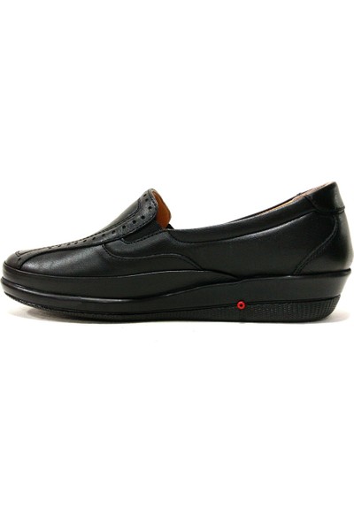 Drongo 165 Siyah Deri Anatomik Comfort Kadın Ayakkabı