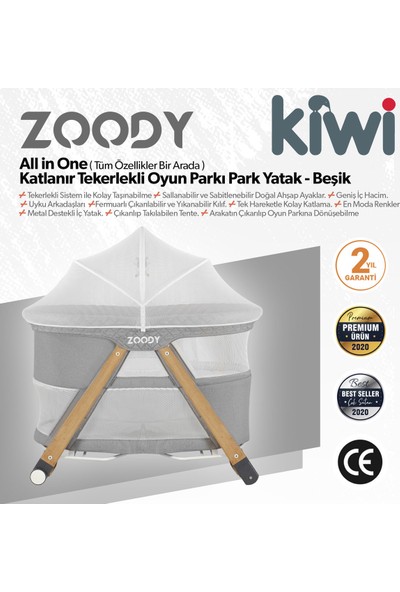 Kiwi Zoody 3 In 1 Bebek Beşiği Oyun Parkı ve Park Yatak