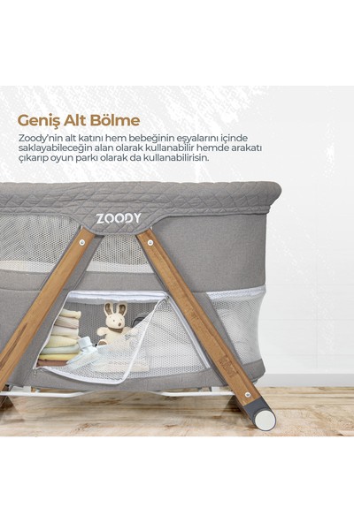 Kiwi Zoody 3 In 1 Bebek Beşiği Oyun Parkı ve Park Yatak