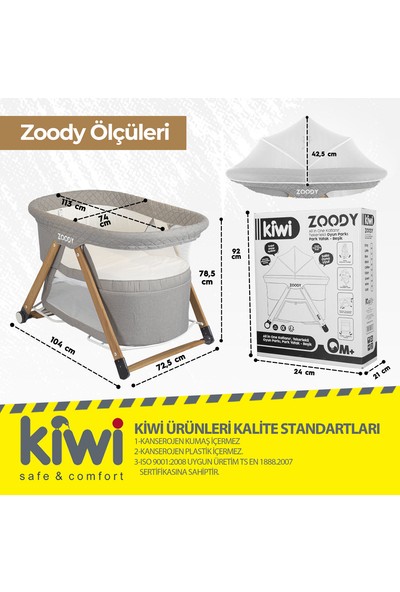 Kiwi Zoody 3 In 1 Bebek Beşiği Oyun Parkı ve Park Yatak