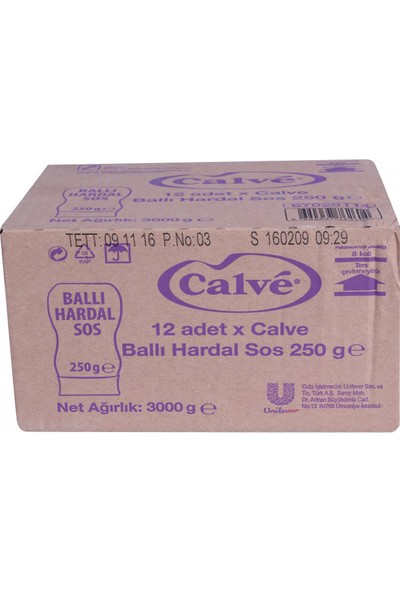 Calve Ballı Hardal Sos 250 gr - 12'li Koli
