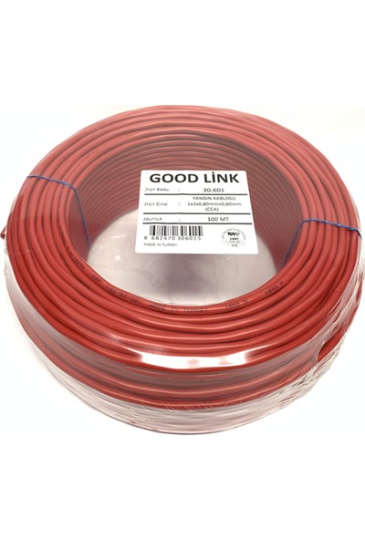 Goodlink Yangın Kablosu 1X2X0,80 + 0,6 mm 100 mt Cca