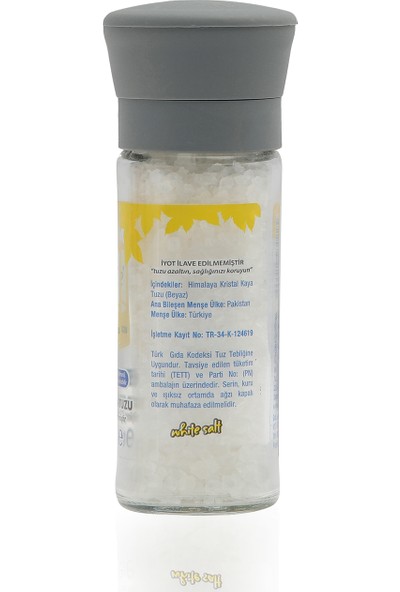 Purelife Himalaya Tuzu - SET - Granül Kristal Kaya Tuzu Beyaz 500g + Seramik Değirmenli 120g