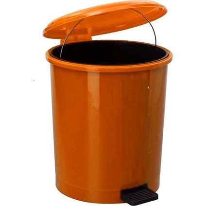 Pedallı Çift Kovalı Çöp Kovası 30 Litre Turuncu - Isıya Dayanıklı