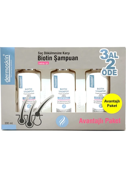 Biotin Şampuan Kadın 3 Al 2 Öde Avantajlı Paket