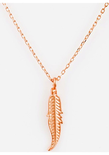 Tüy Motifli Gümüş Kadın Kolye