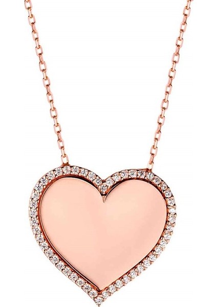 Kalp Tasarım Gümüş Kadın Kolye